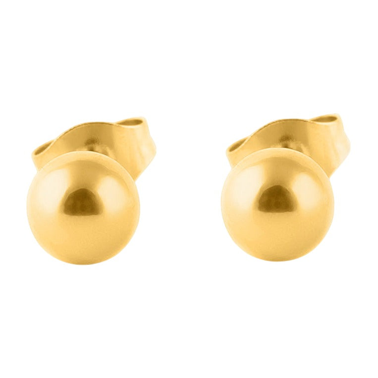 Ball Stud Earrings — 18k Gold — white background