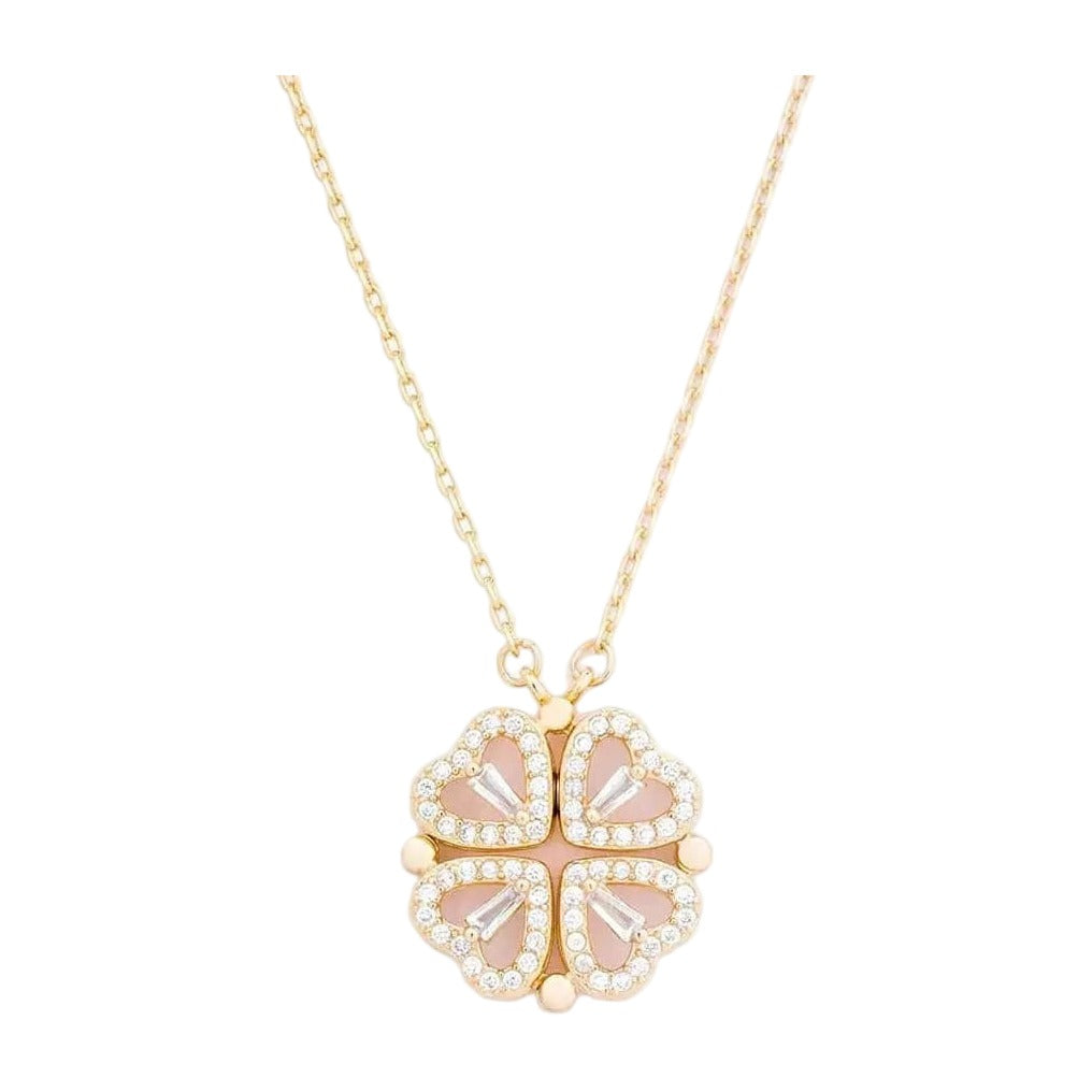 Lucky Clover Heart Necklace — 18k Gold — white background