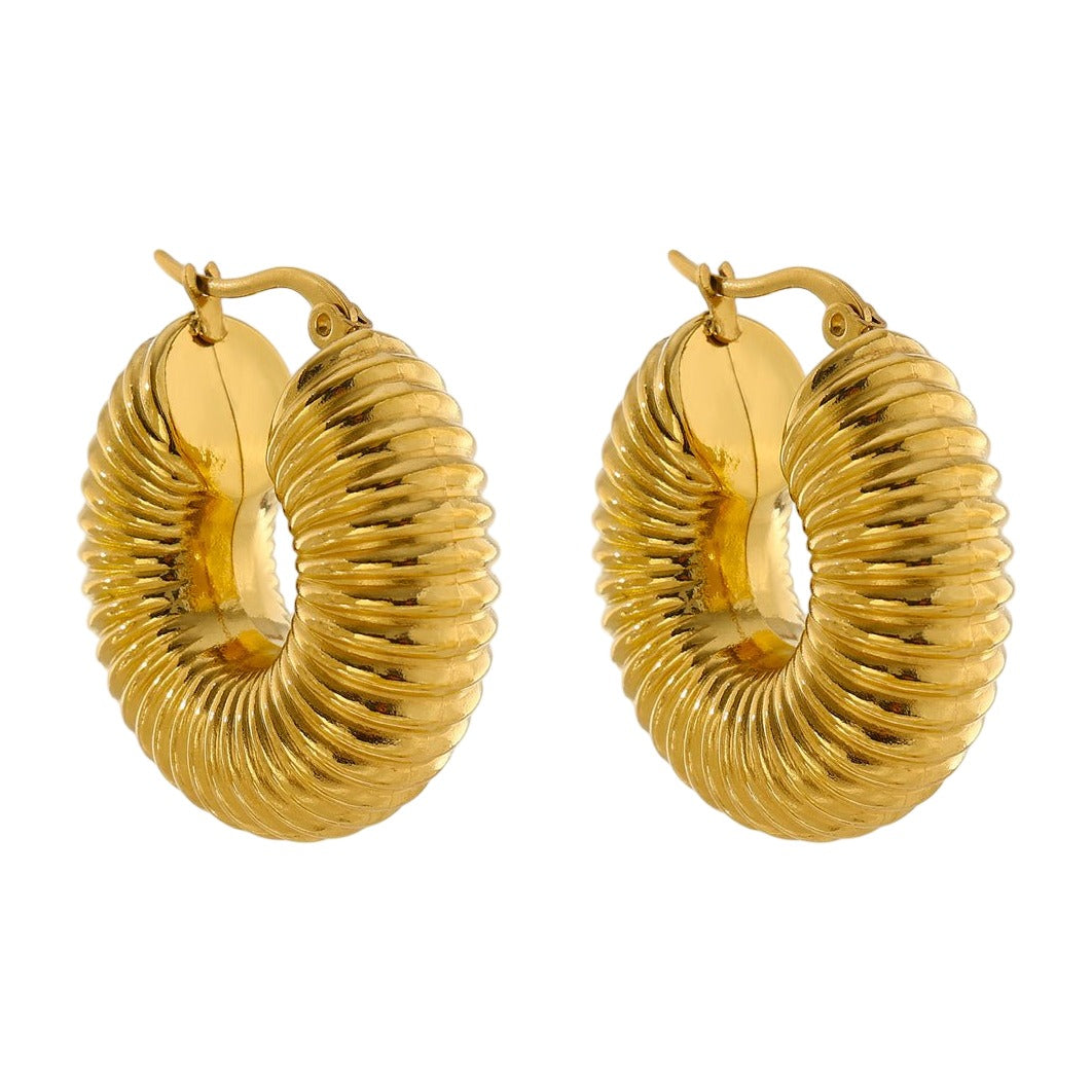 Hoop Bold Ziza Earrings — 18k Gold — white background