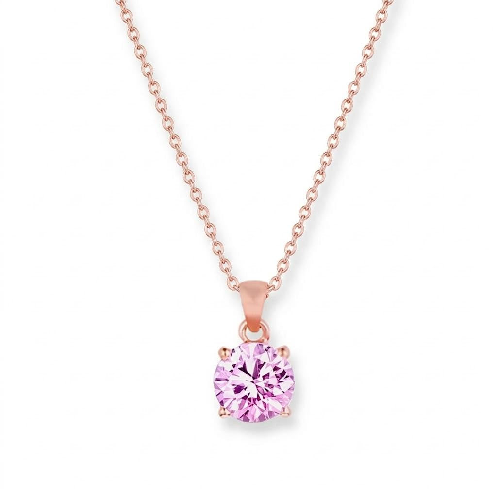 Solitaire Pendant Necklace — Rose Gold