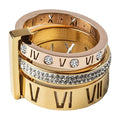 Triple Band Roman Numeral Ring — 18k Gold — white background