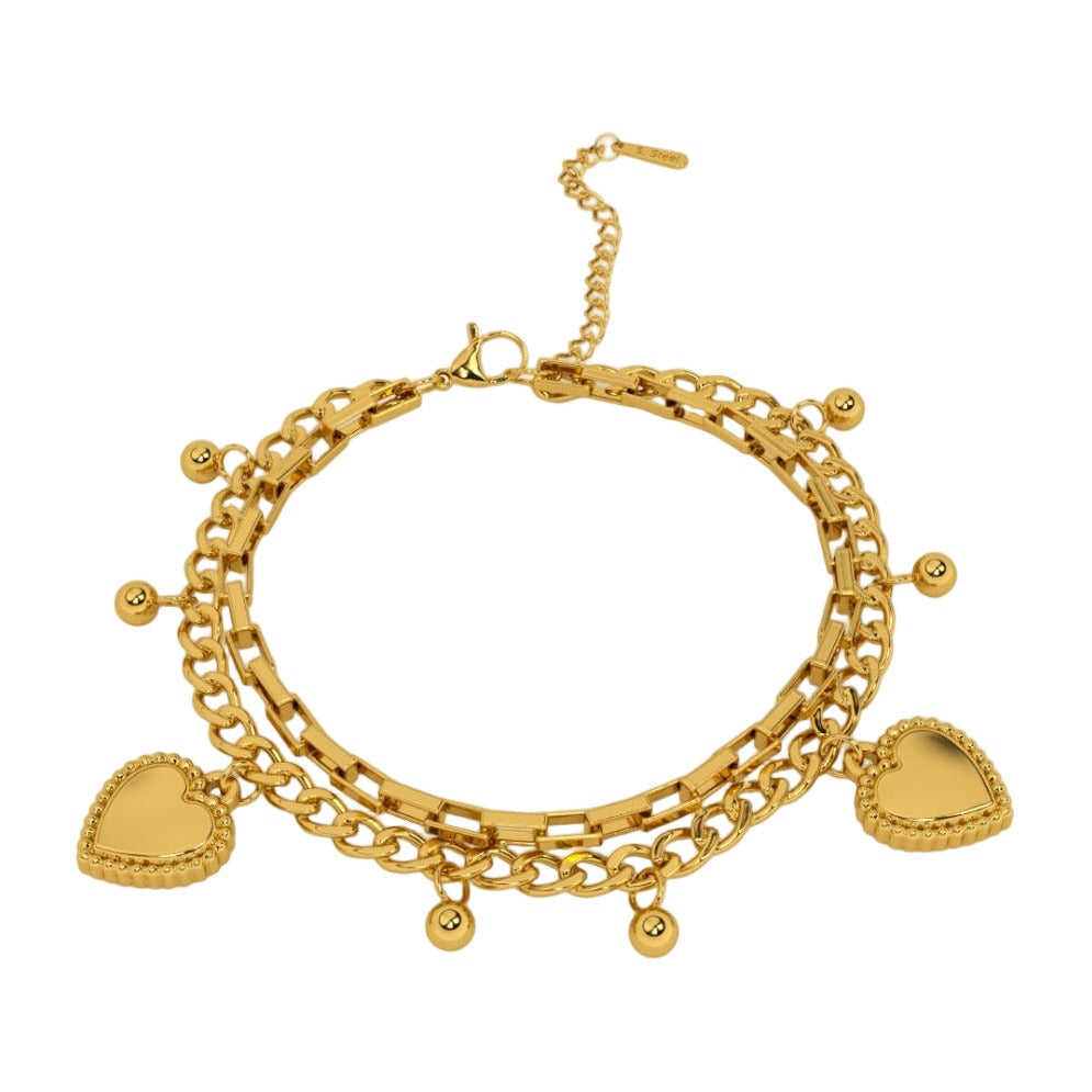 Hearts All-Over Bracelet — Gold — white background
