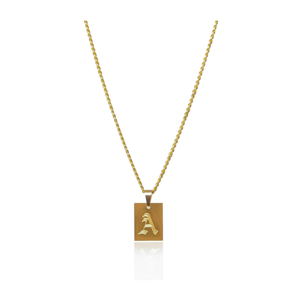 Initial Letter Modern Necklace — 18k Gold — white background