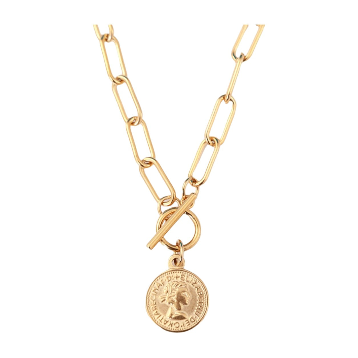 London Cents Necklace — 18k Gold — white background