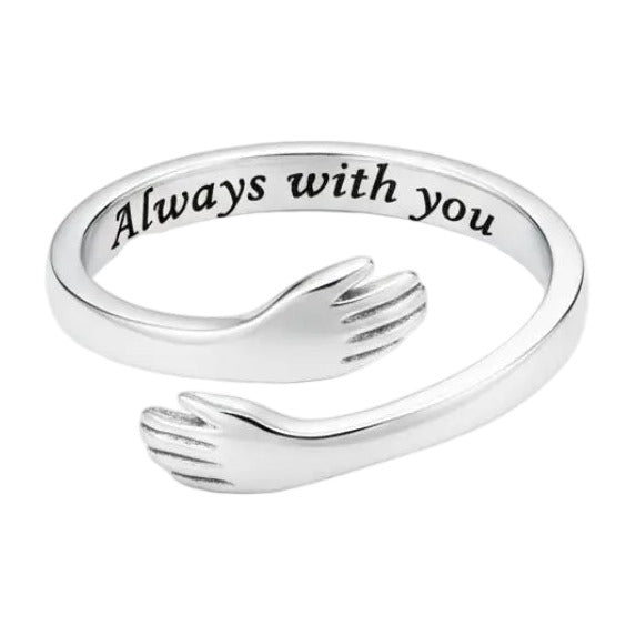 Granddaughter Hug Ring — 18k Gold — white background