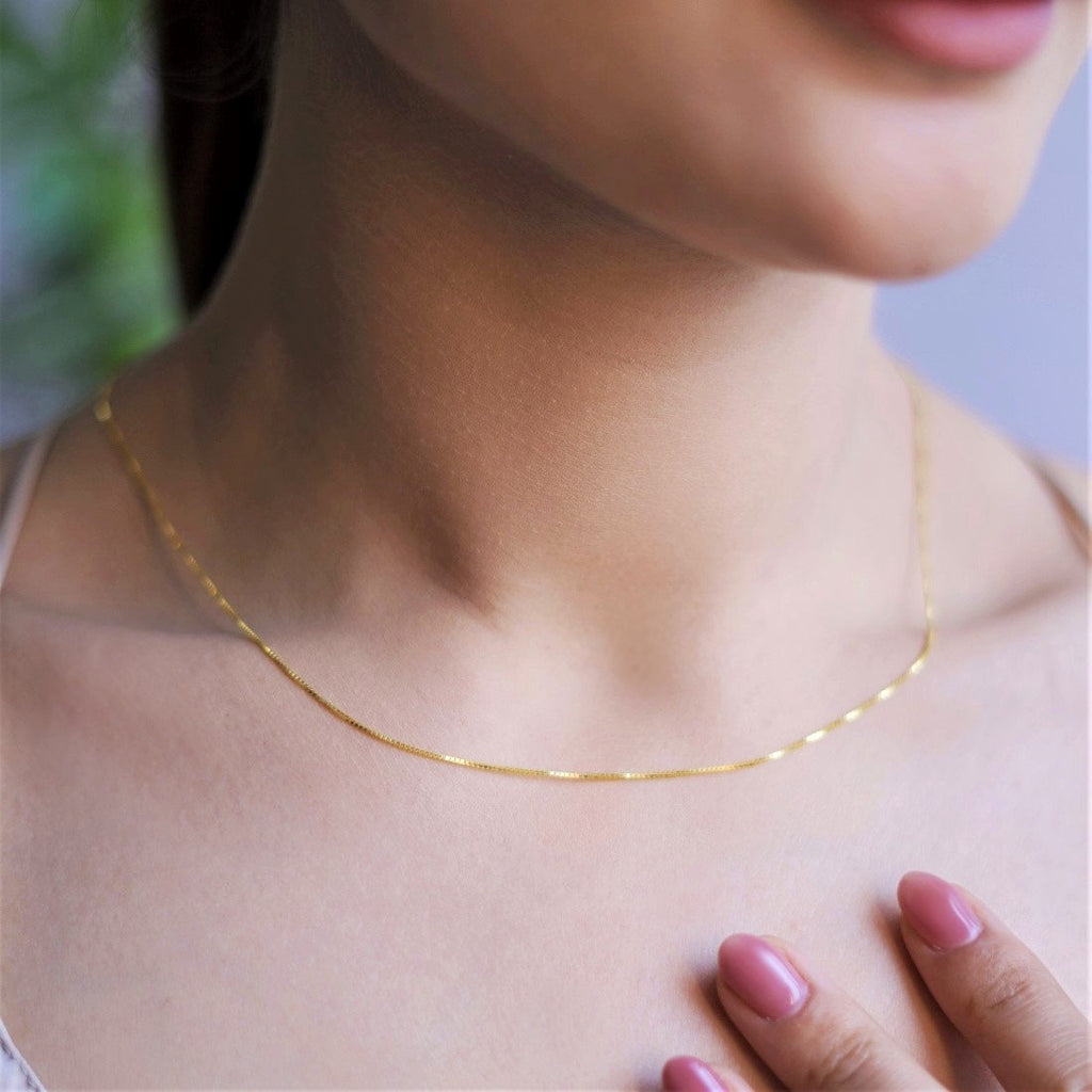 Box Chain Necklace — 18k Gold