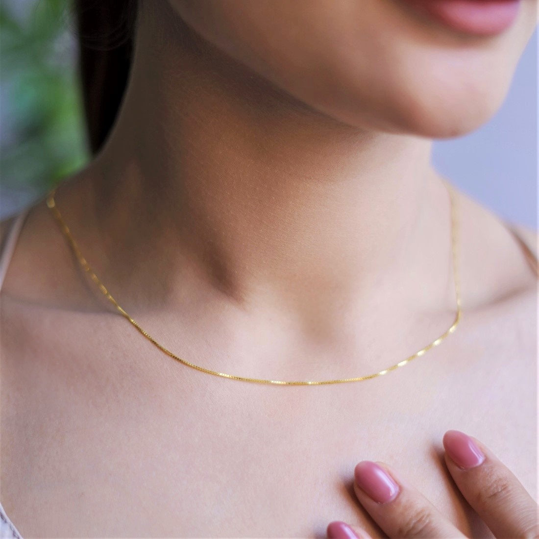 Box Chain Necklace — 18k Gold