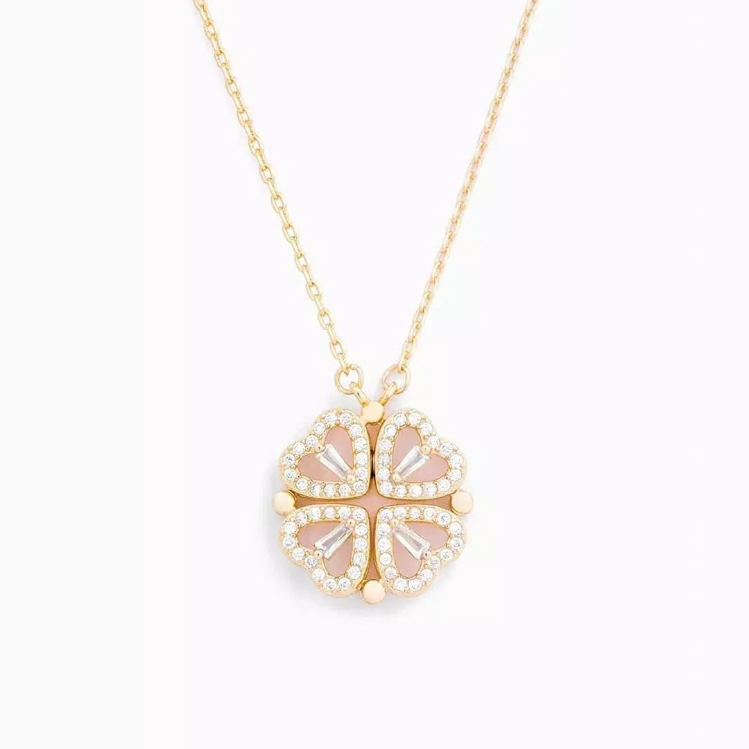 Lucky Clover Heart Necklace — 18k Gold