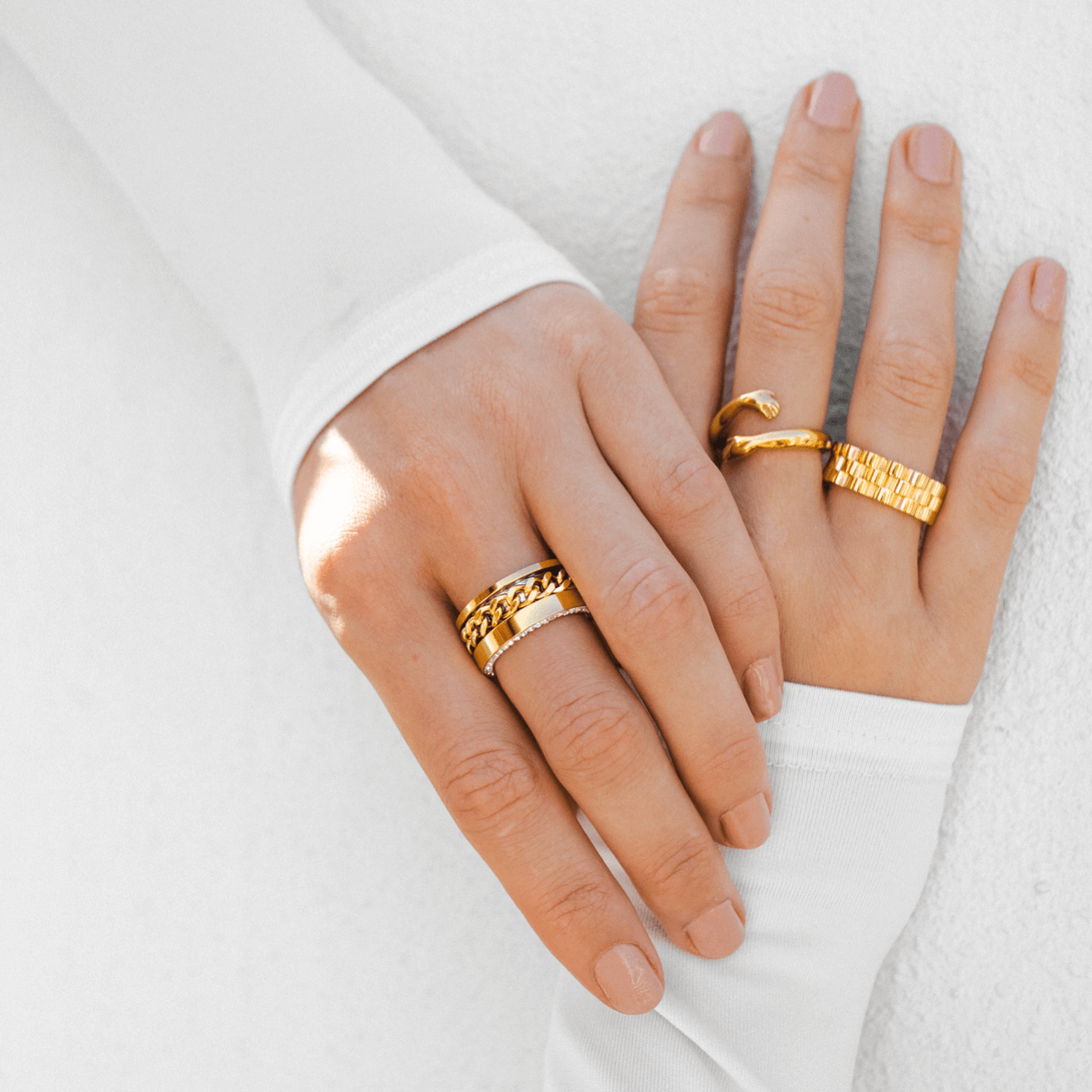 Link Crystal Ring — 18k Gold
