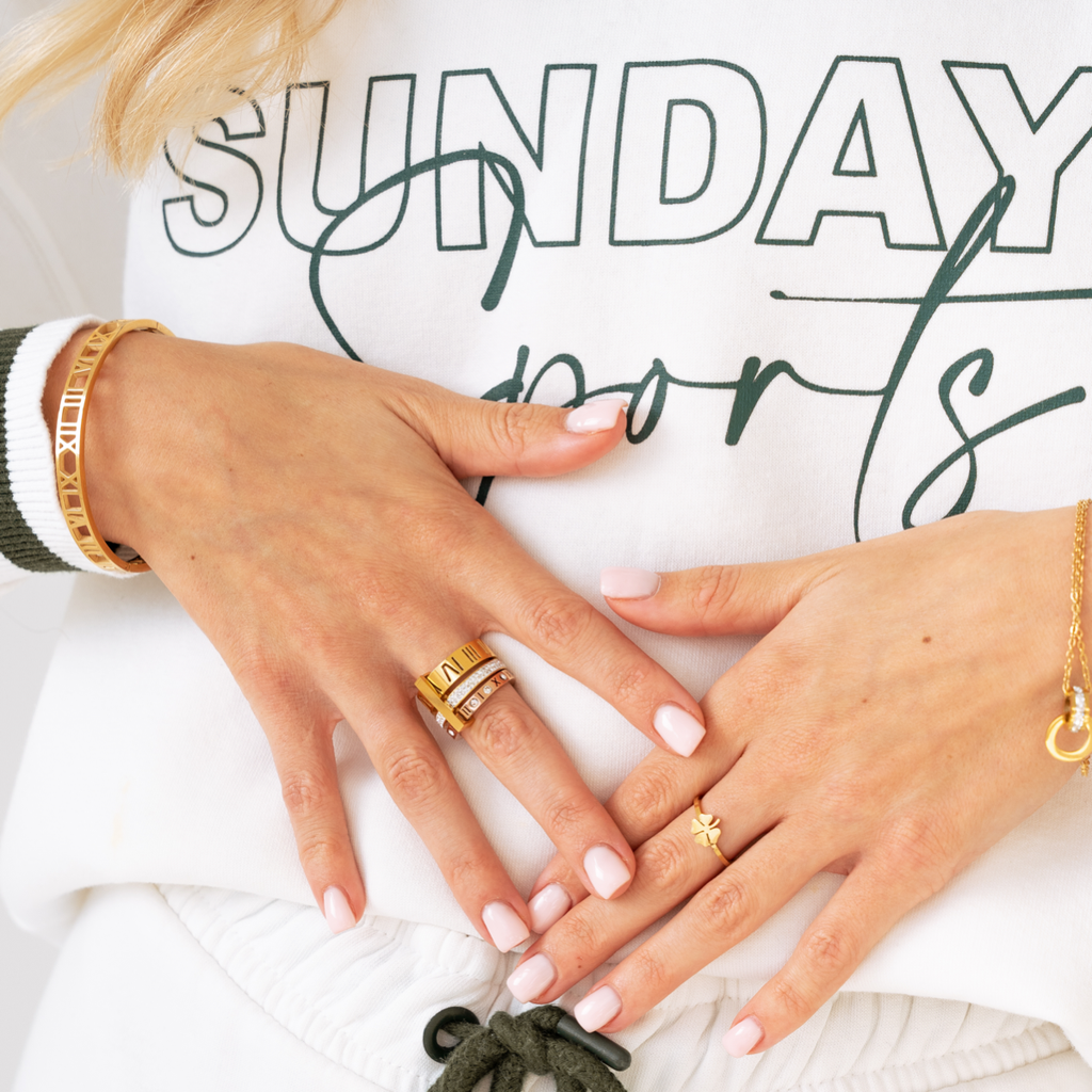 Triple Band Roman Numeral Ring — 18k Gold