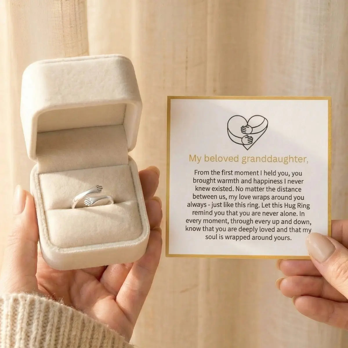 Granddaughter Hug Ring — 18k Gold