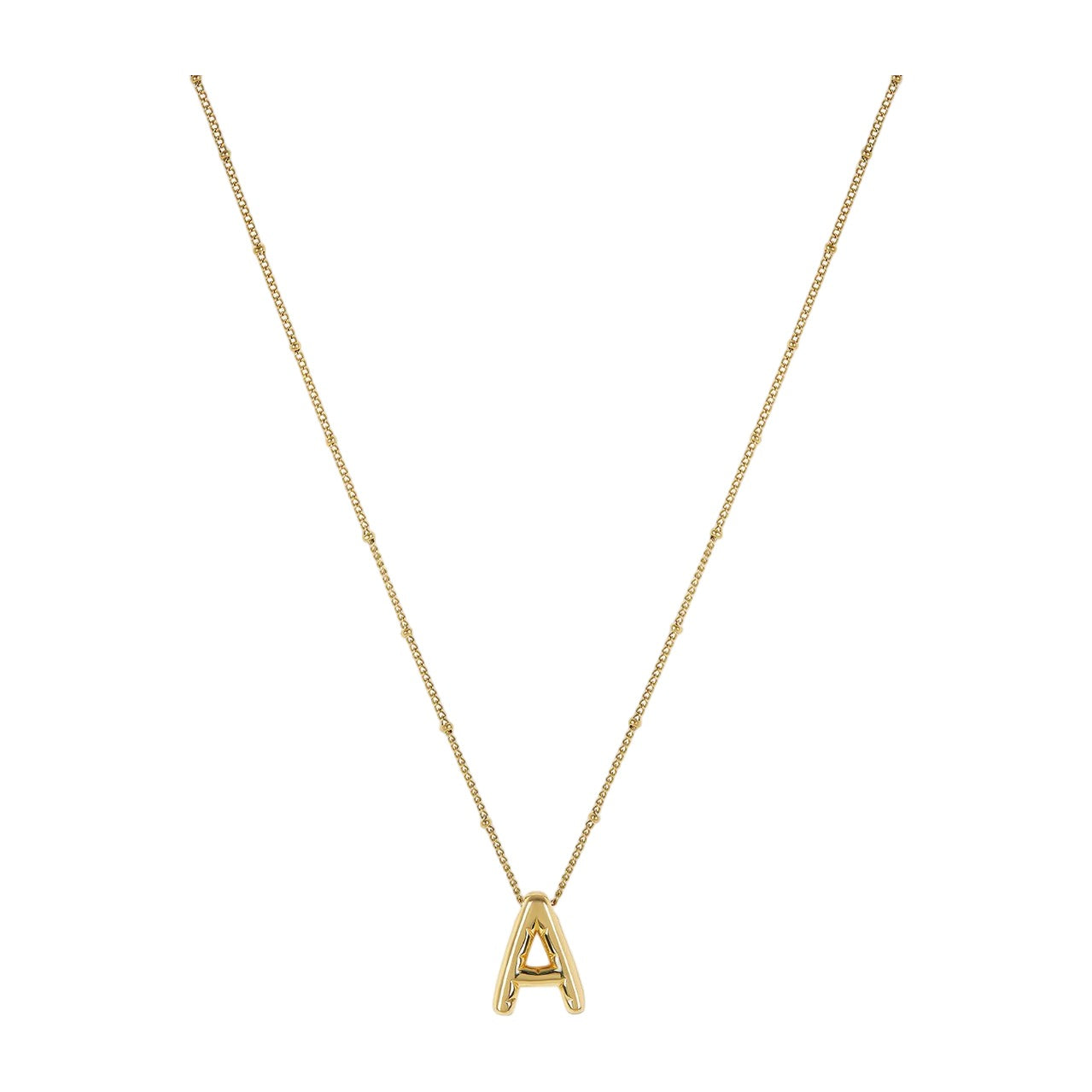 Initial Letter Bold Necklace — 18k Gold — white background