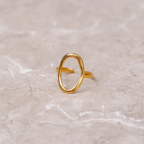 Abstrato Contorno Orgânico Ring — 18k Gold