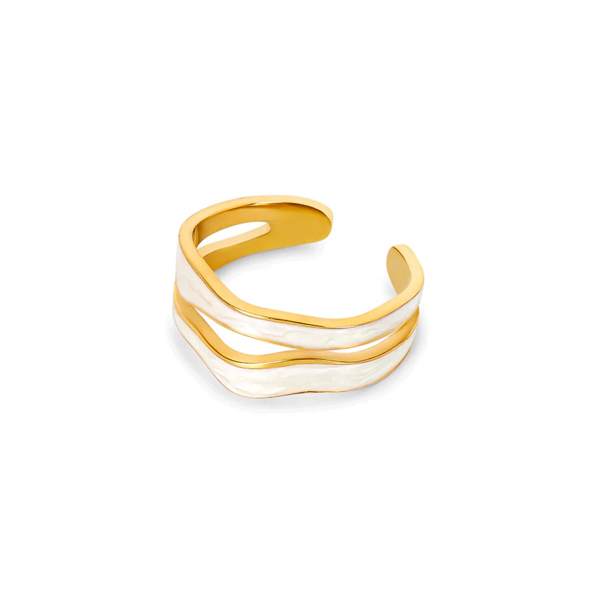 Abstrato Madrepérola Adjustable Banho em Gold Ring — 18k Gold