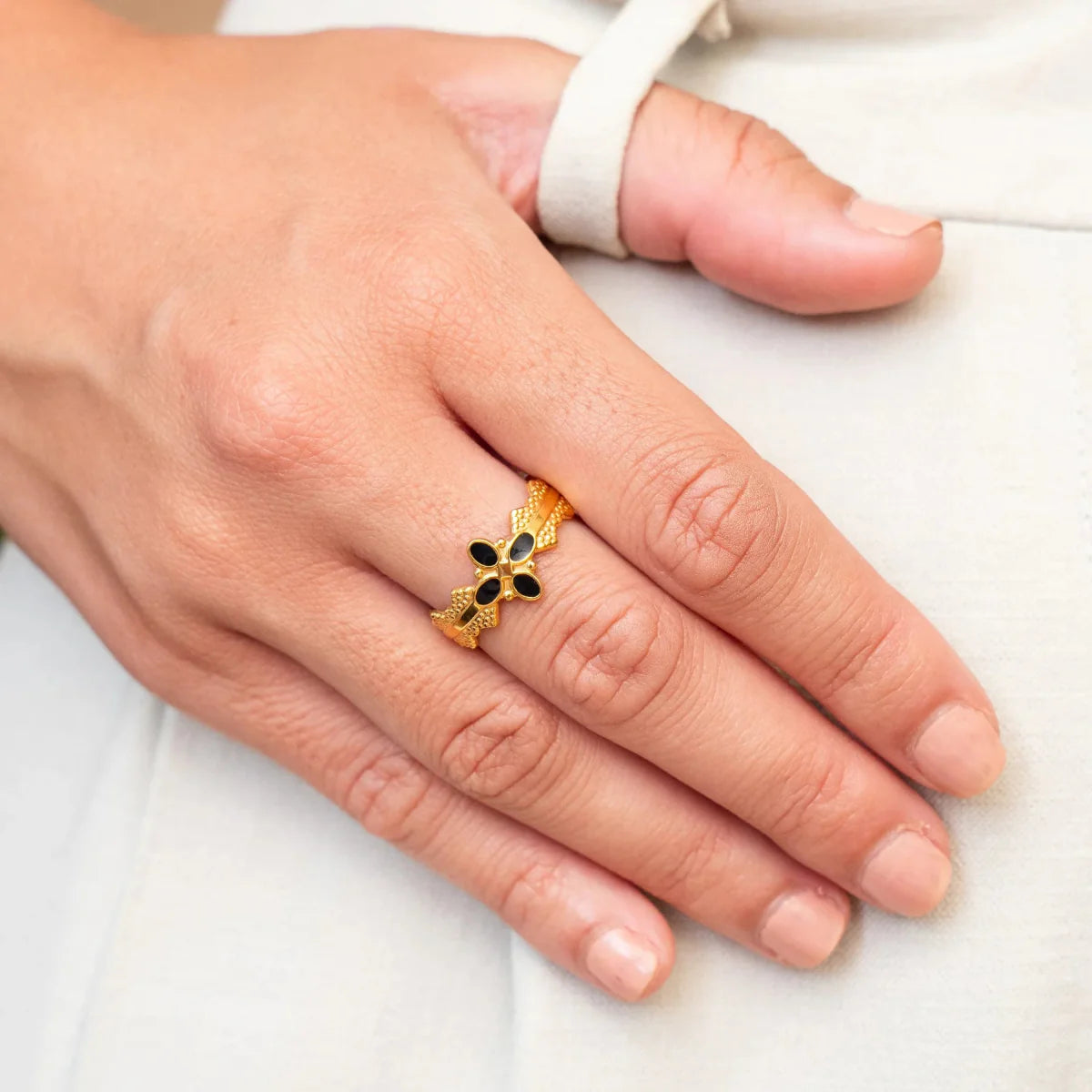 Adjustable Blossom Ring — 18k Gold