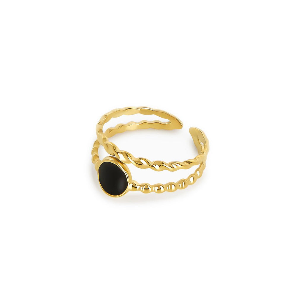 Adjustable Onyx Ring — 18k Gold