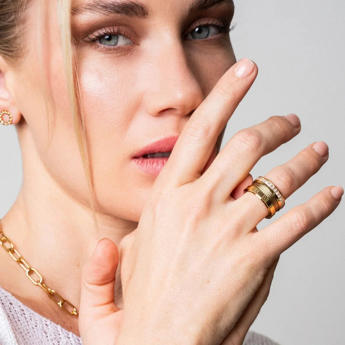 Arame & Cristais Ring — 18k Gold