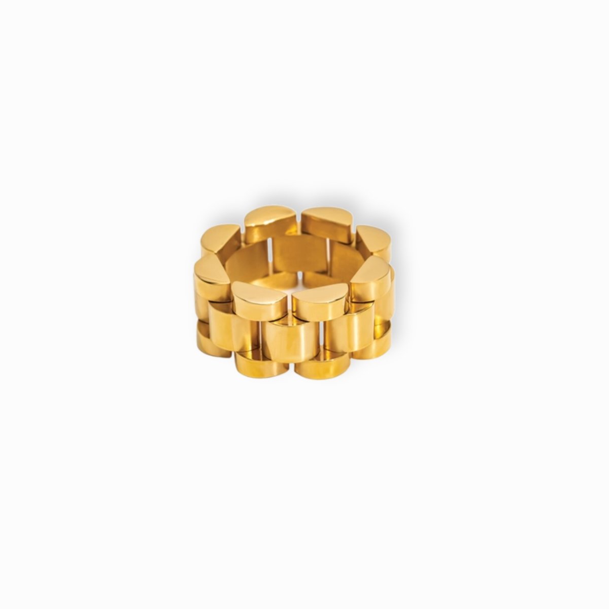 Beauty Wide Link Minimalist Ring — 18k Gold