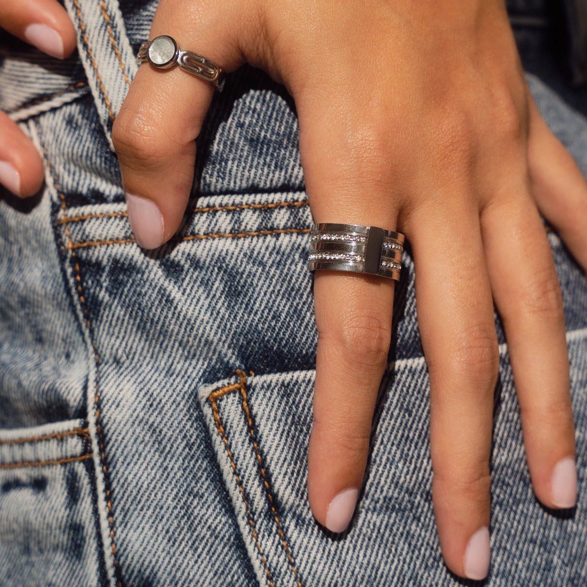 Caviar Stack Ring — Silver