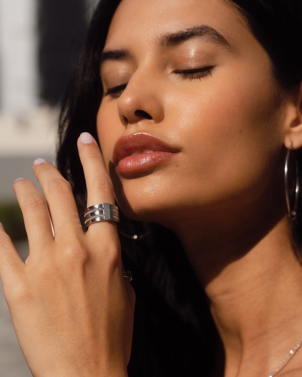 Caviar Stack Ring — Silver