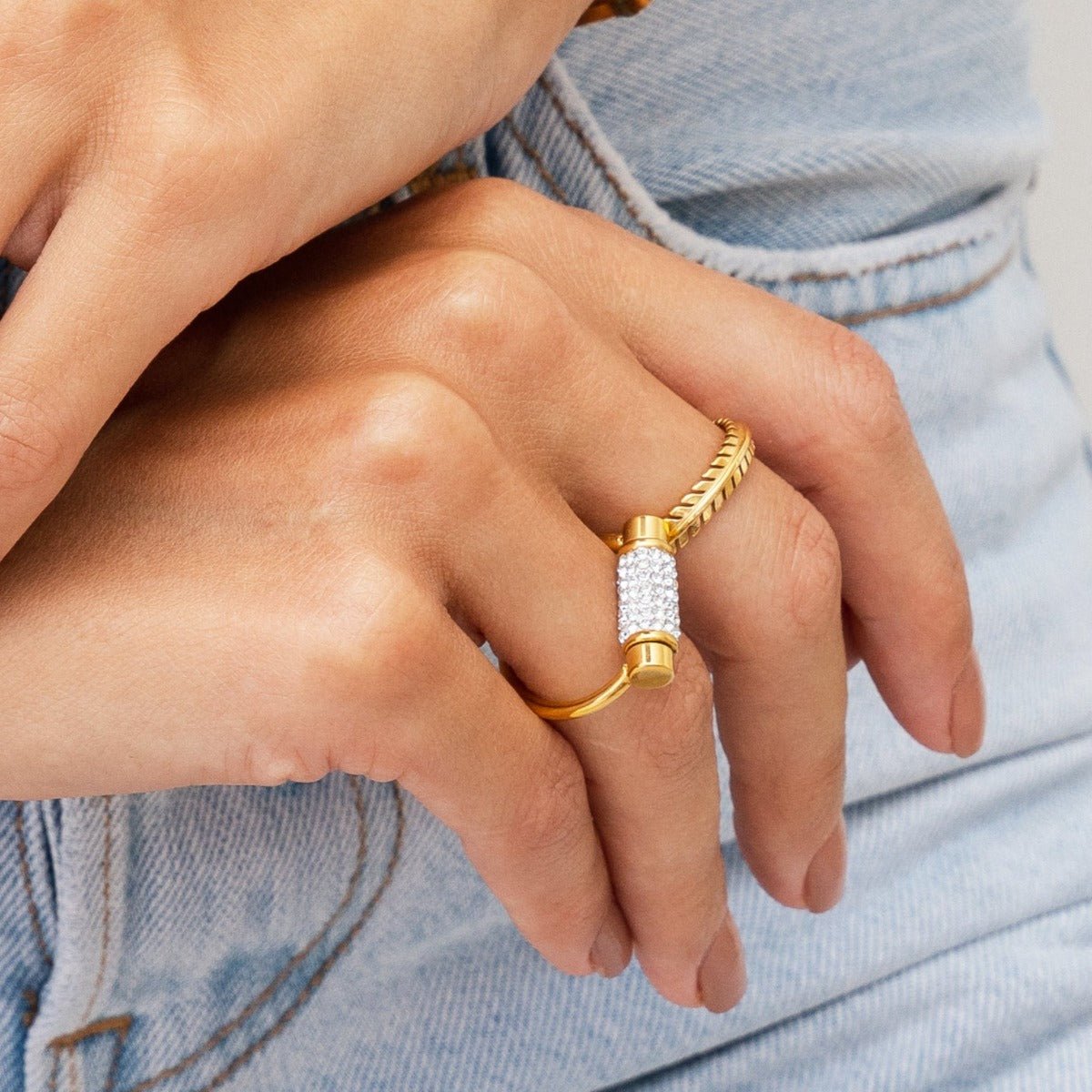 Glitz Spinner Ring — 18k Gold