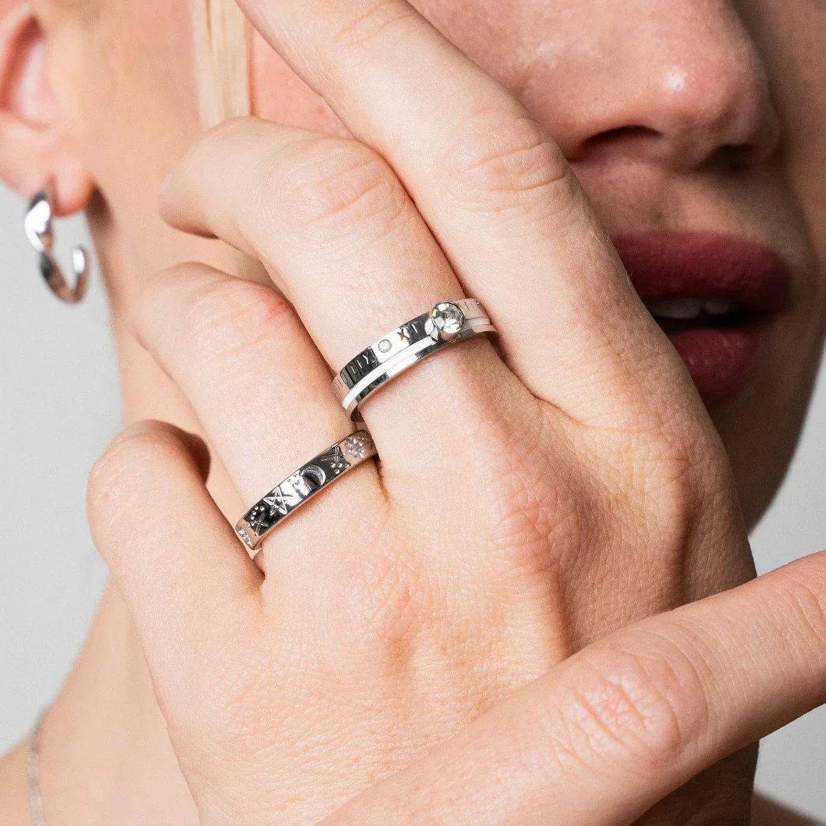 Rainha Stone Cristal Ring — Silver