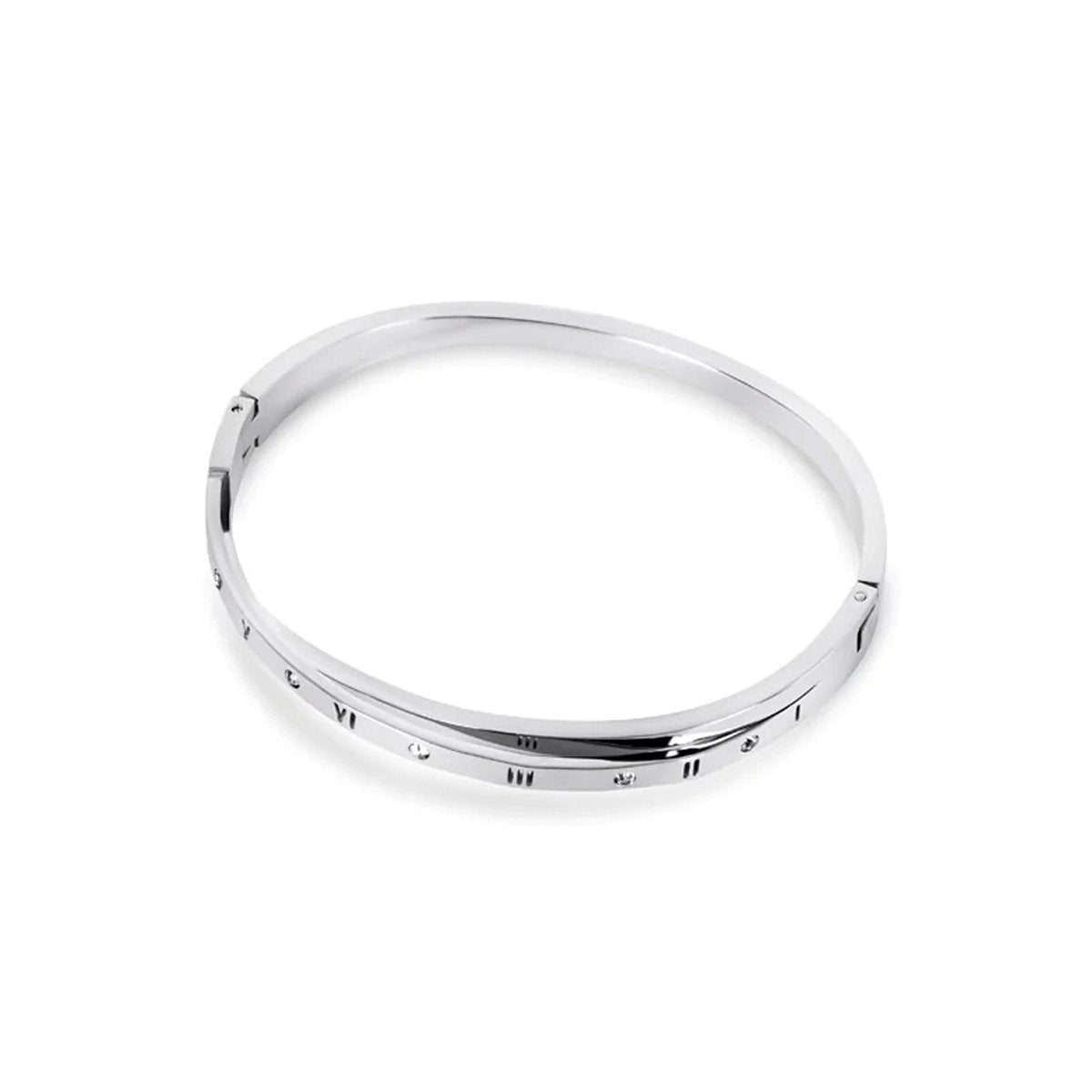 Roman Numeral Entrelaçados Bangle — Silver