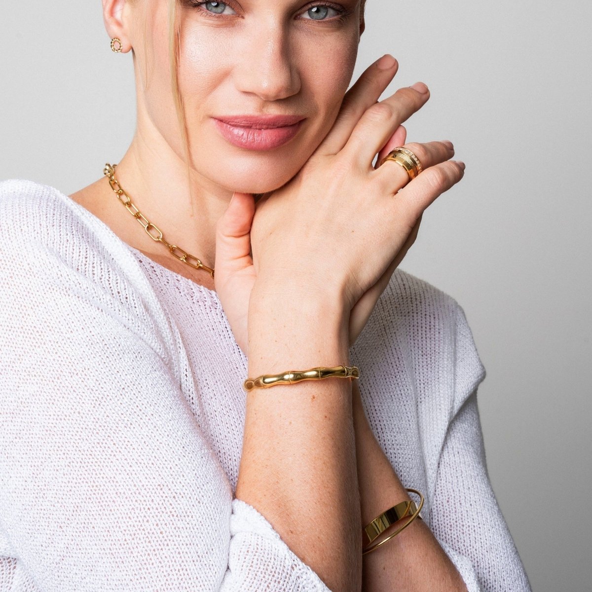 Bamboo Bangle — 18k Gold
