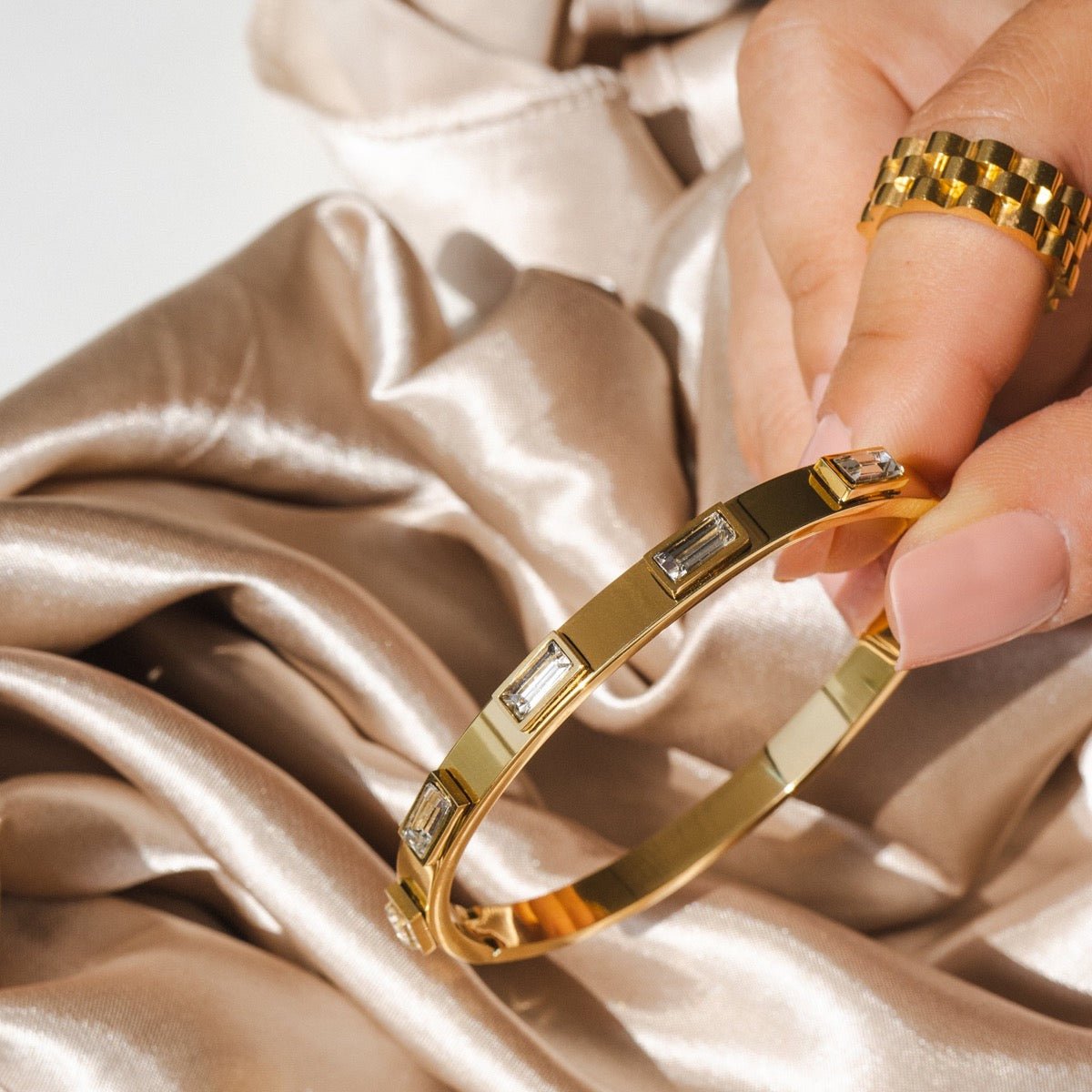 Marquise Crystal Bangle — 18k Gold