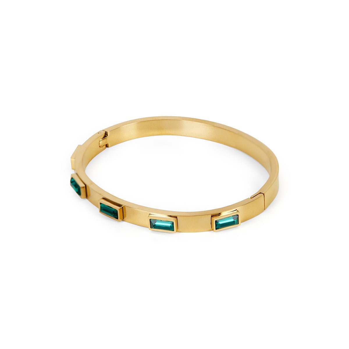 Cristais Navete Verde Bangle — 18k Gold