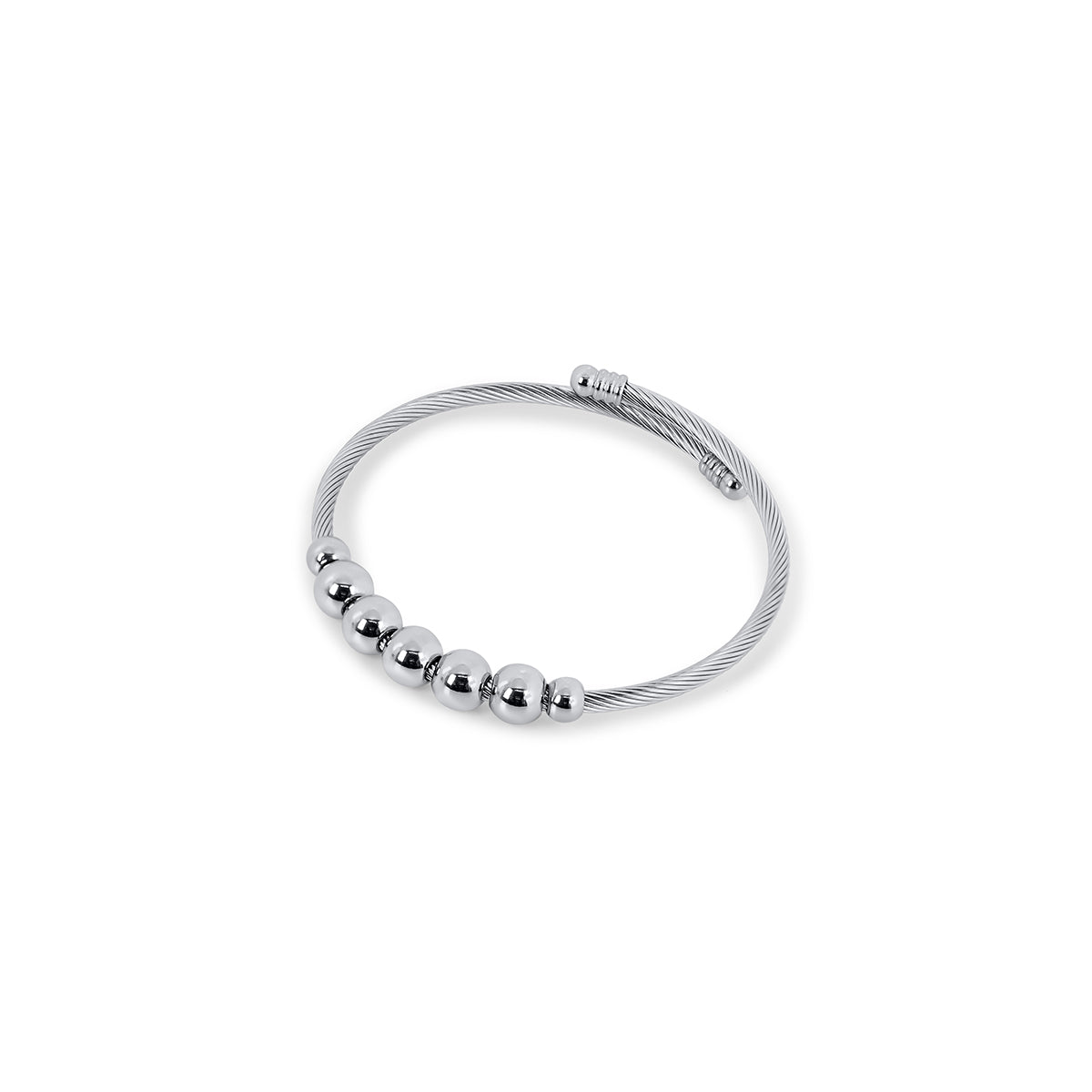 Anti-stress Adjustable Sphere Bangle — Silver
