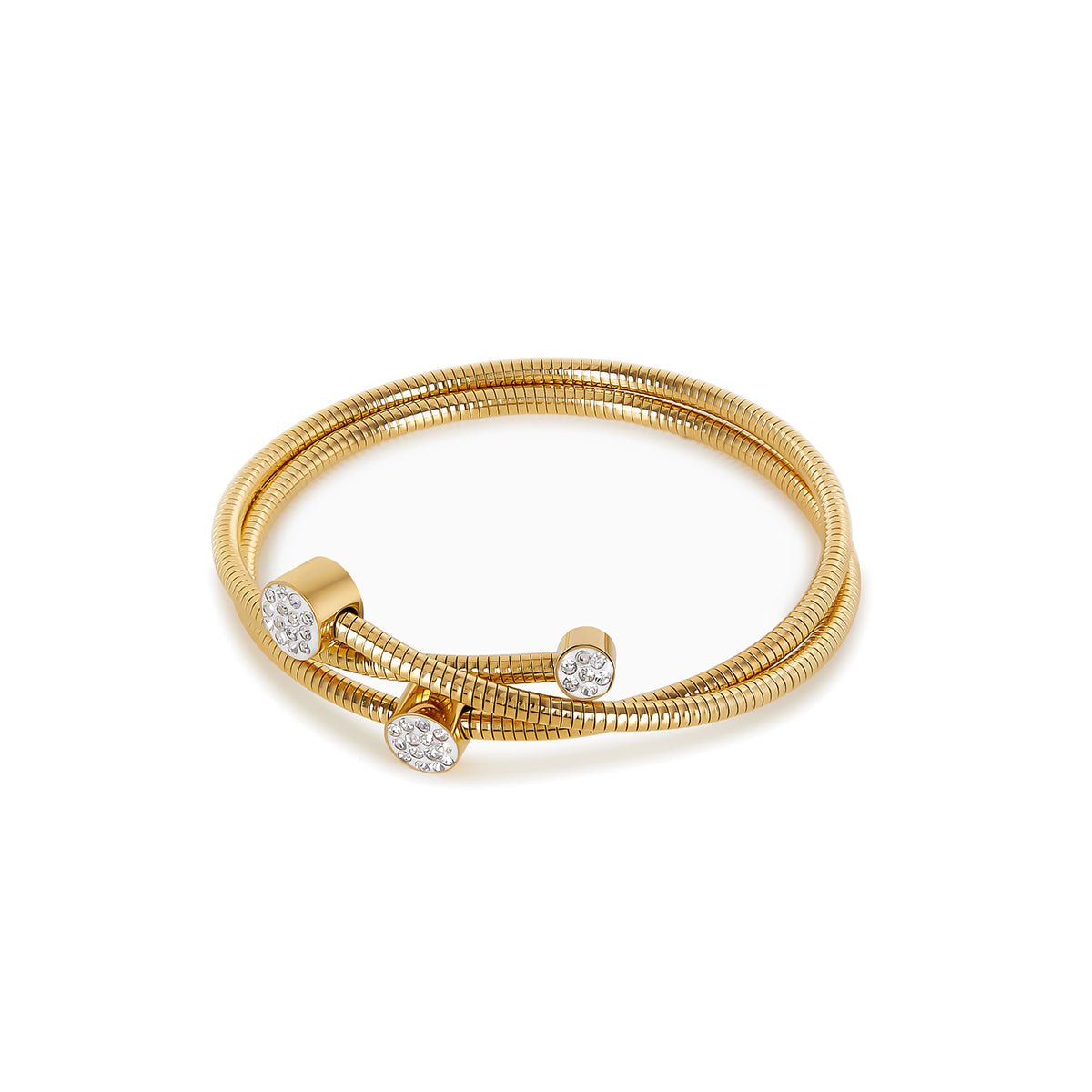 Spiral Crystal Bangle — 18k Gold