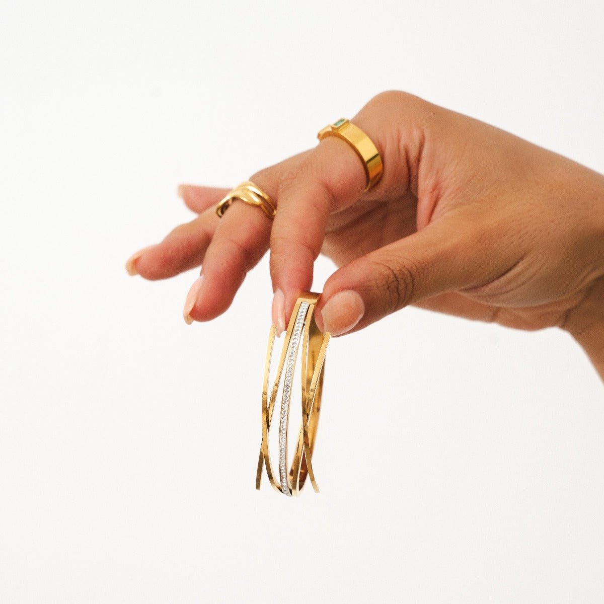 Florence Crystal Bangle — 18k Gold