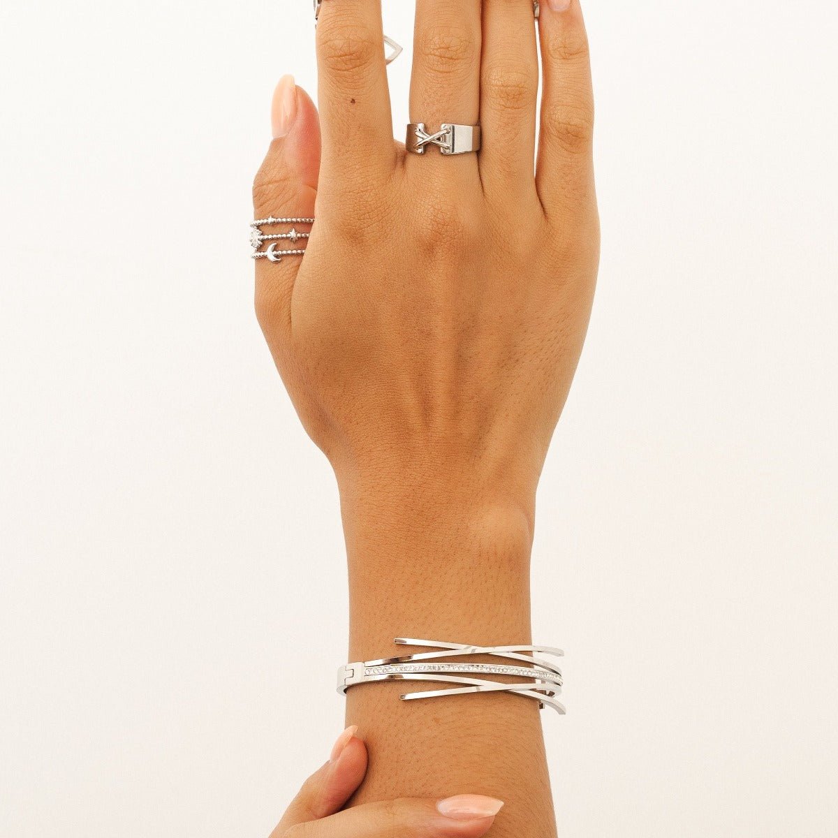 Florence Crystal Bangle — Silver