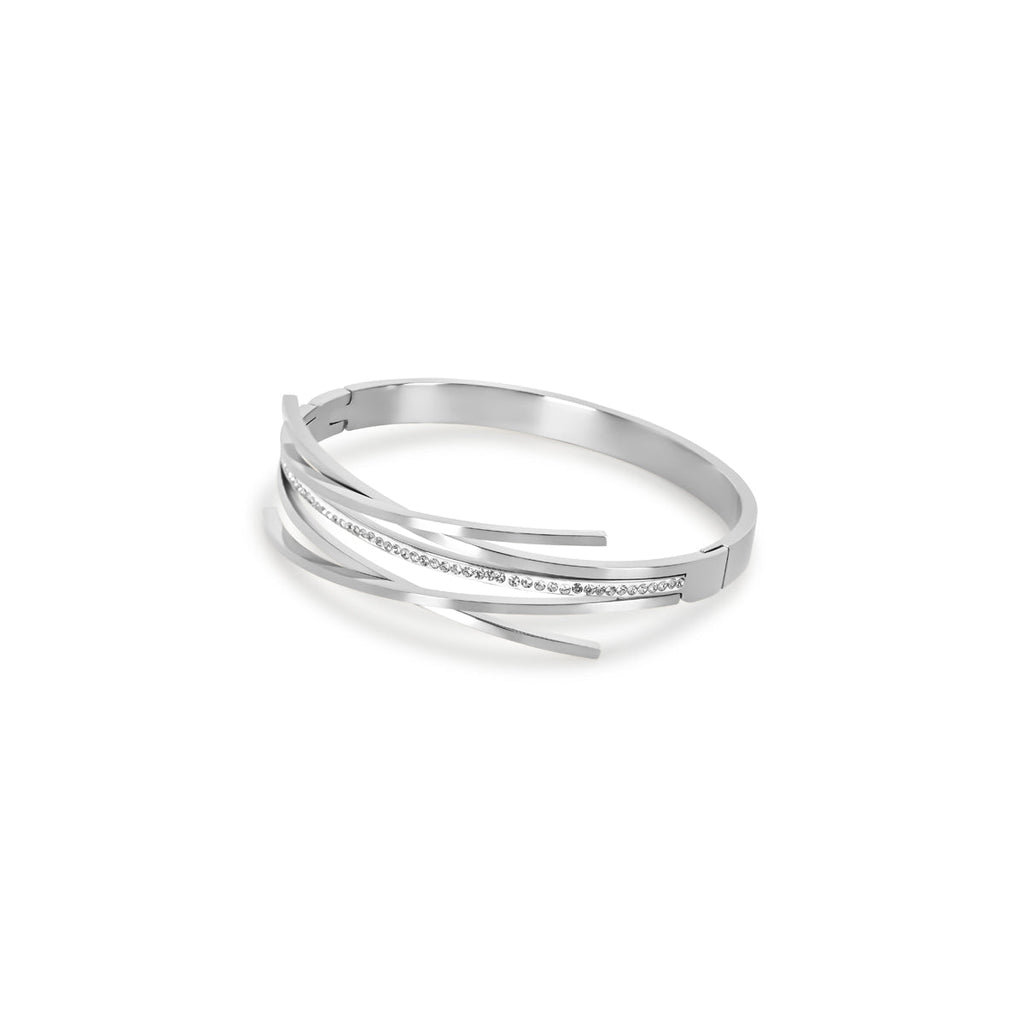 Florence Crystal Bangle — Silver