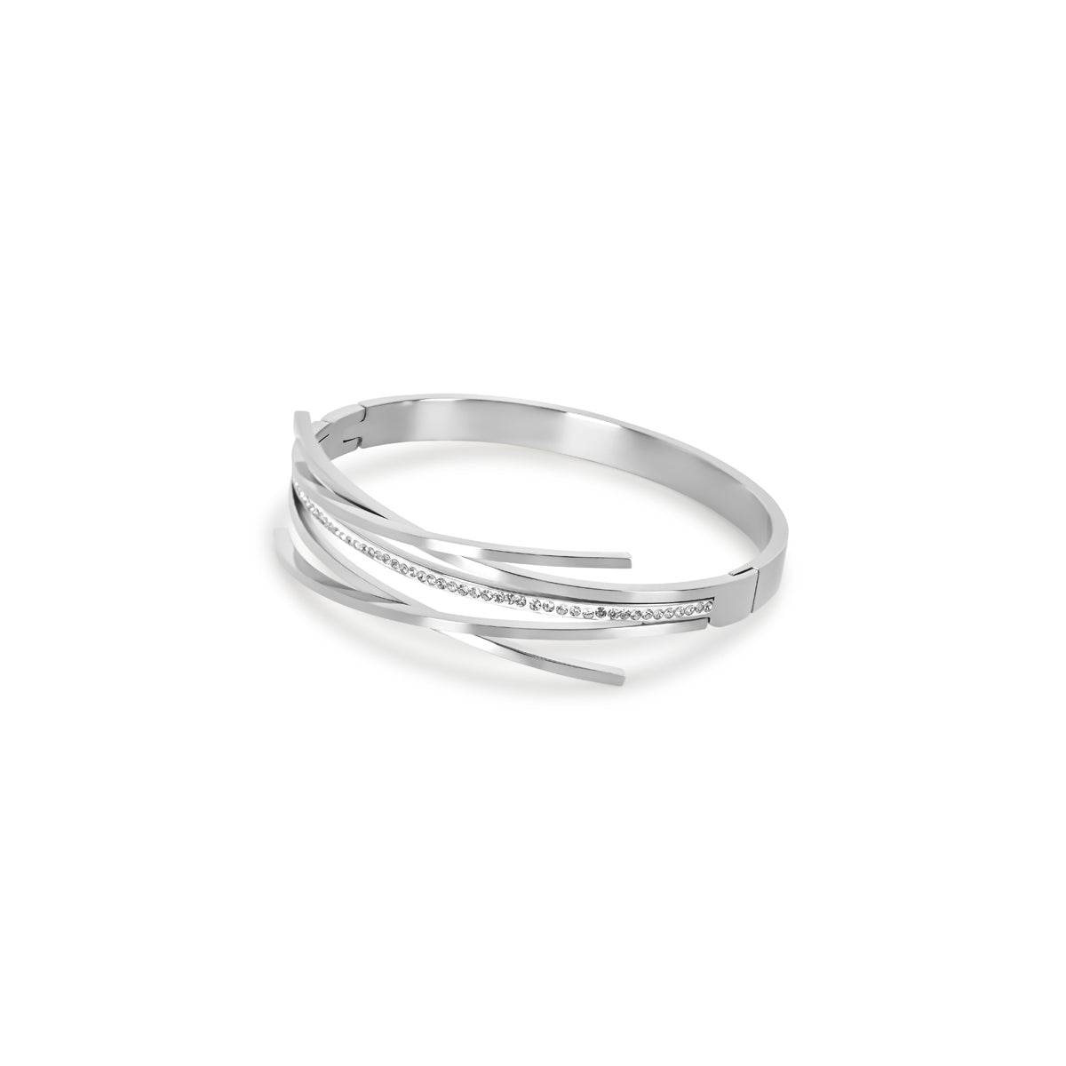 Florence Crystal Bangle — Silver