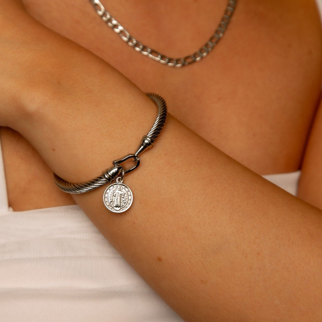 Saint Benedict Bangle — Silver