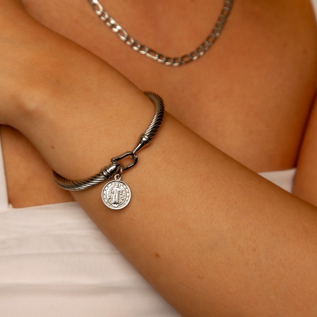 Saint Benedict Bangle — Silver