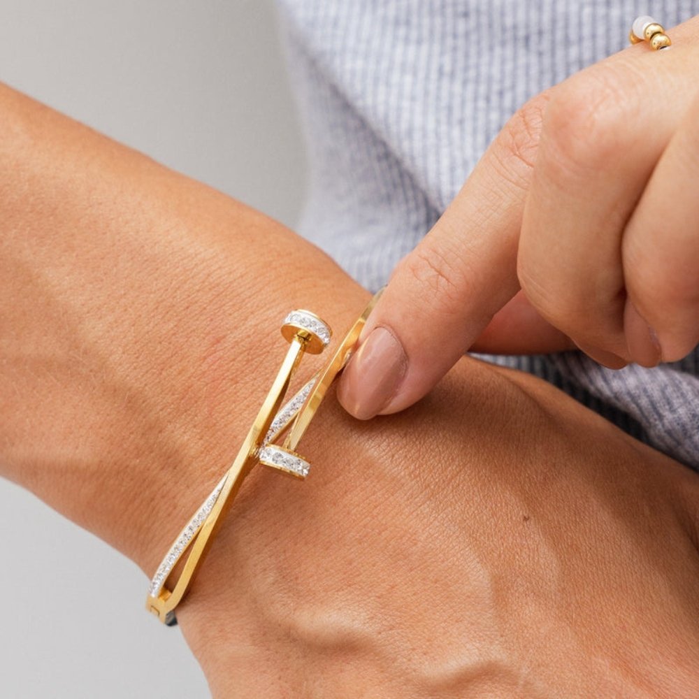 Nail Crystal Bangle — 18k Gold