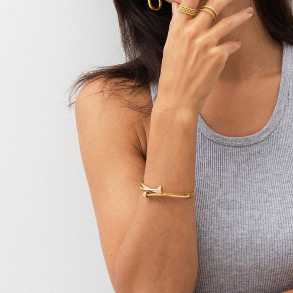 Nail Crystal Bangle — 18k Gold