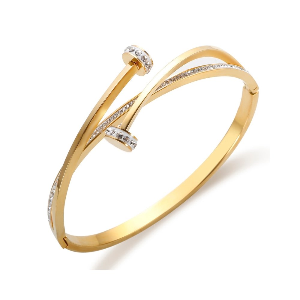 Nail Crystal Bangle — 18k Gold