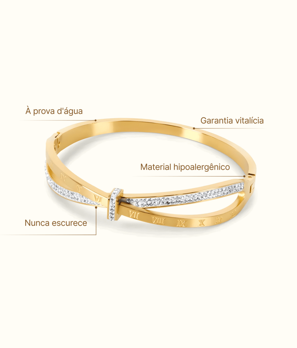 Roman Crystal Bangle — 18k Gold