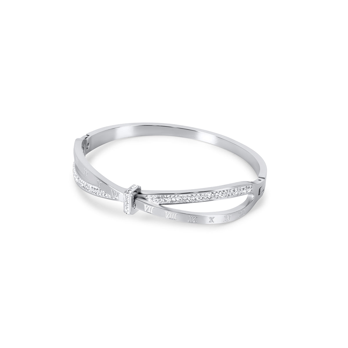 Roman Crystal Bangle — Silver