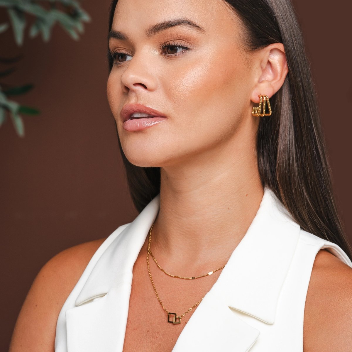 Amelie Trio Divisões Earrings — 18k Gold