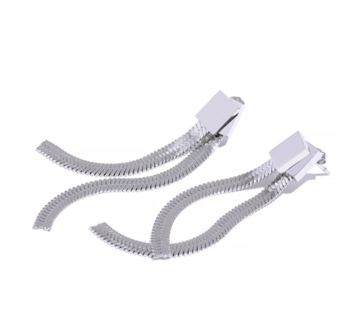 Catarina Chain Metal Earrings — Silver