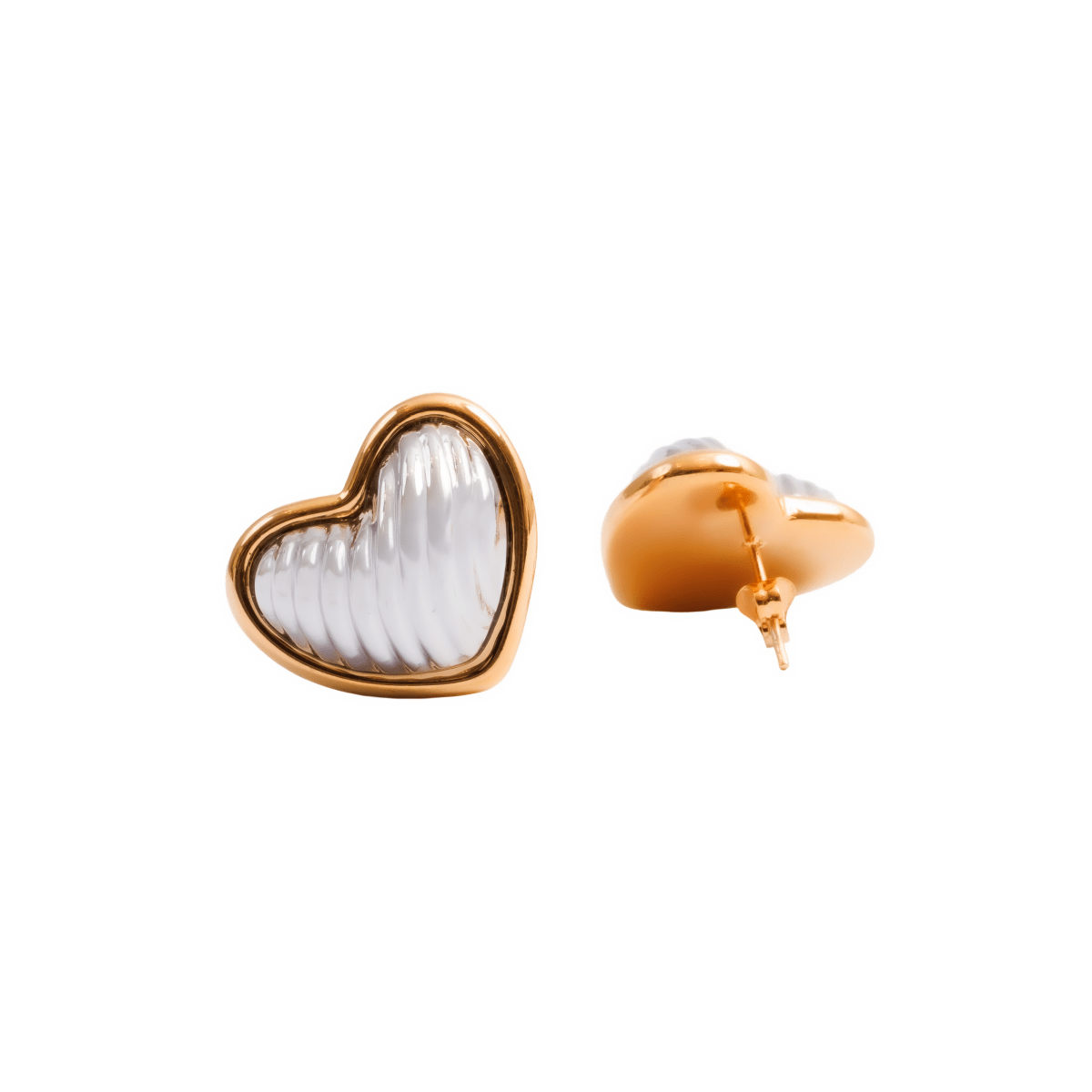 Heart Contorno with Mix Banhos Gold & Earrings — Silver