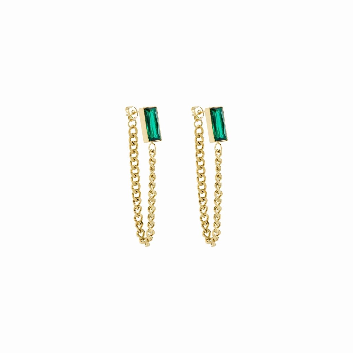 Elisabeth Crystal Esmeralda Earrings — 18k Gold