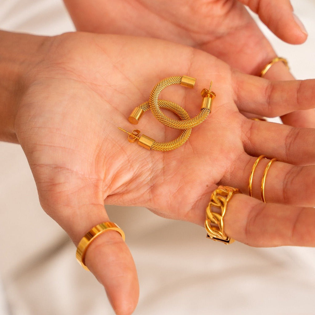 Hoop Isabella Chain Earrings — 18k Gold