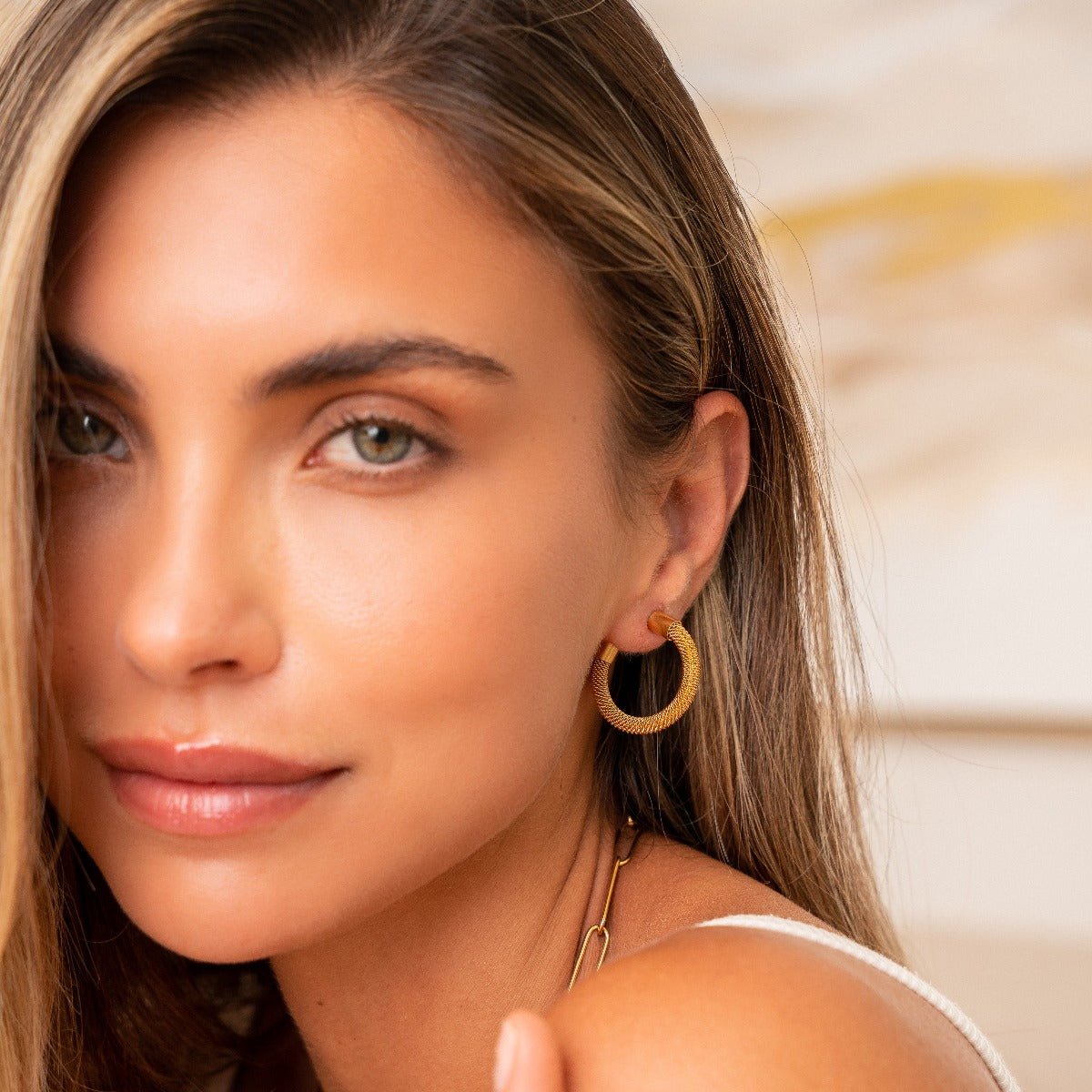 Hoop Isabella Chain Earrings — 18k Gold