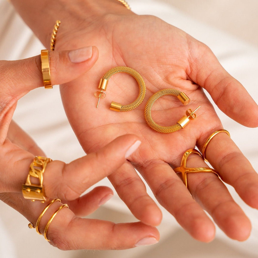 Hoop Isabella Chain Earrings — 18k Gold